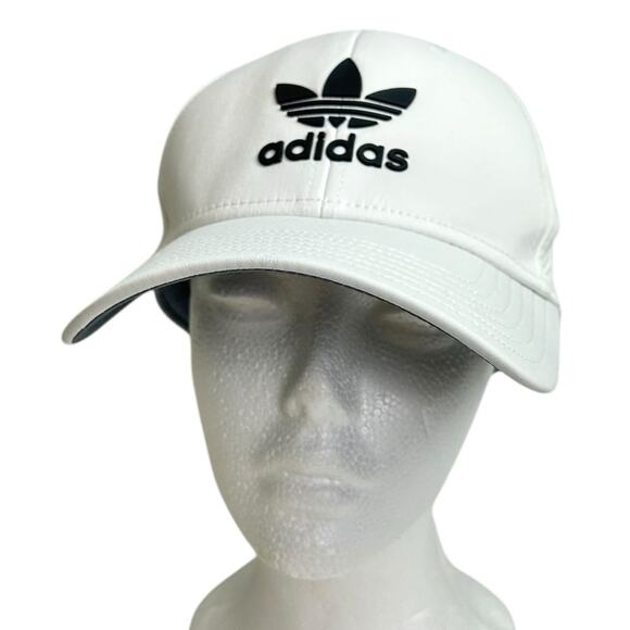Adidas Hat Baseball Cap Snap Back Adjustable White Black - Picture 1 of 12
